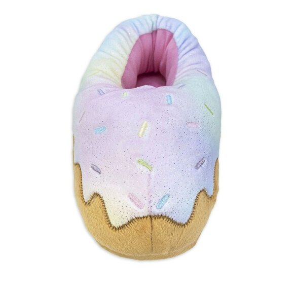 NWT Wonder Nation Girls’ Rainbow Fluffy Donut Slippers – Cozy Sleep Lounge, 4-5 - Picture 2 of 2